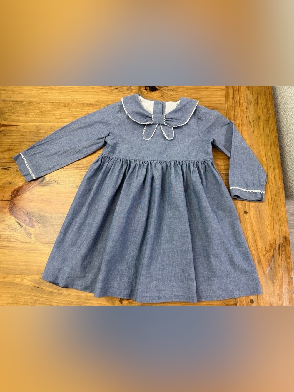 Castles & Crowns Long Sleeve scalloped Picot trim bow Dress